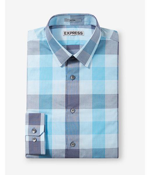 Express Mens Fitted Screen Plaid Dress