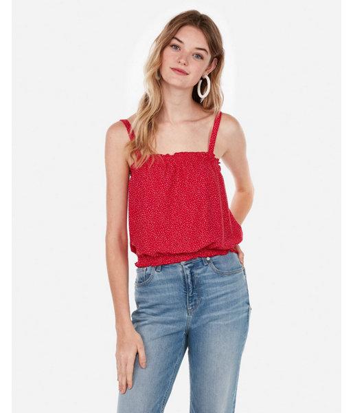 Express Womens Express One Eleven Printed Smocked Bubble Top