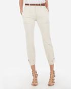 Express Womens Express Womens High Waisted Straight Cropped Cinched Hem Utility Pant
