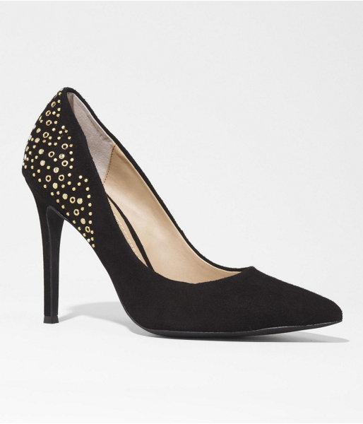 Womens Suede Studded Pointed Toe Pump Black 9.5