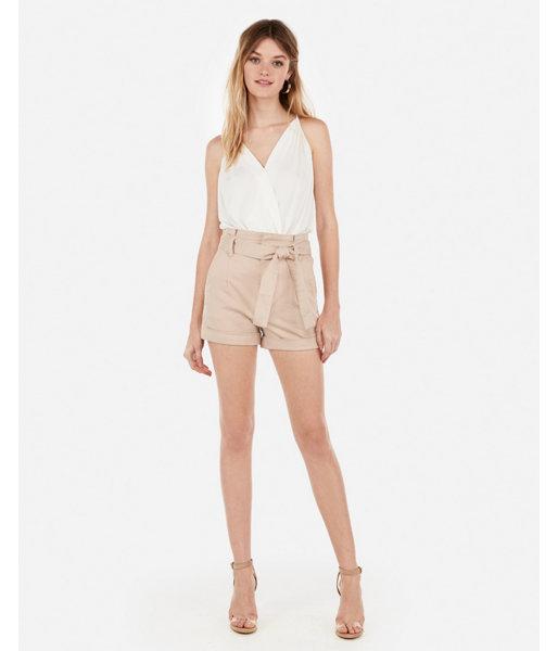 Express Womens Super High Waisted Paperbag Stretch+