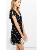 Express Women's Dresses Floral Print Deep V-neck Soft Chiffon Dress