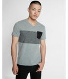 Express Chest Stripe Contrast Pocket Cotton V-neck Tee