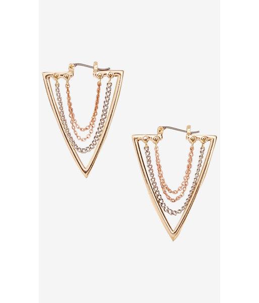 Express Women's Jewelry Solid Triangle And Chain Drop Earrings