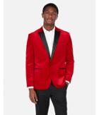 Express Mens Slim Red Velvet Tuxedo Jacket