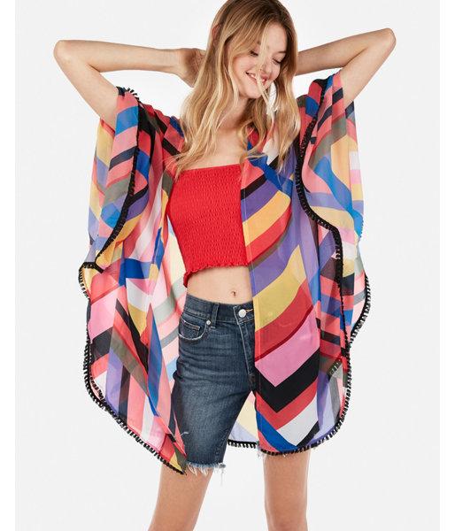Express Womens Stripe V-back Cover-up
