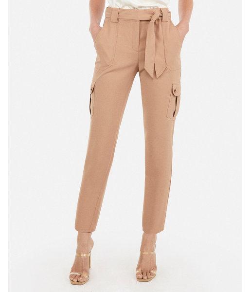 Express Womens High Waisted Paperbag Utility Cargo Ankle Pant