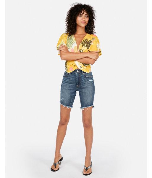 Express Womens Express One Eleven Tropical Twist Front Top