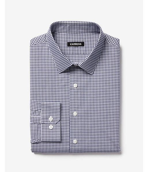 Express Mens Extra Slim Check Point Collar Dress