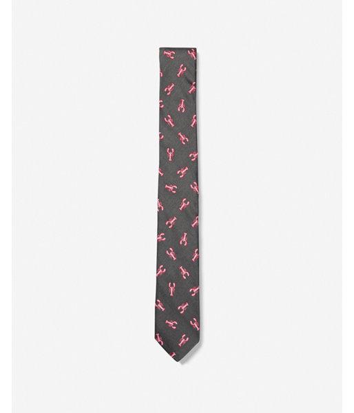 Express Mens Slim Lobster Print Cotton Tie