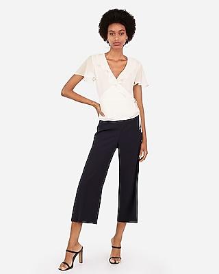 Express Womens Surplice Ruffle Neck Peplum Top