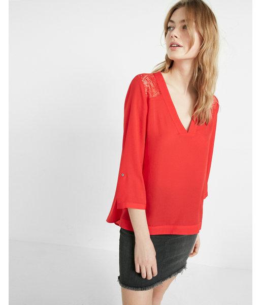 Express Deep V-neck Lace Back Blouse