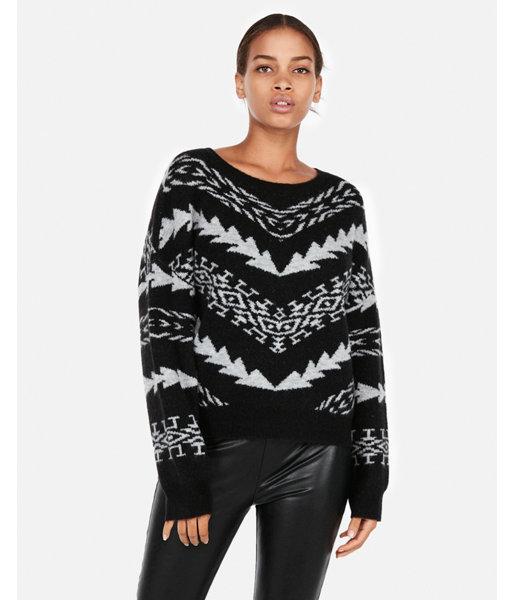 Express Womens Mitered Geometric Pullover