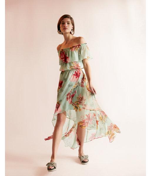 Express Womens Floral Ruffle Off The Shoulder