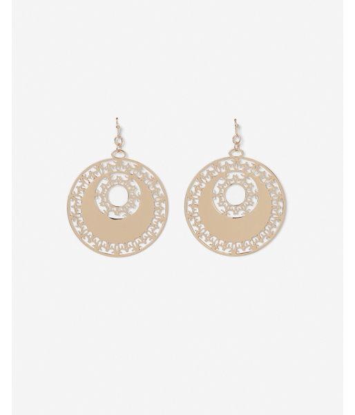 Express Womens Ornate Filigree Circle Drop Earrings