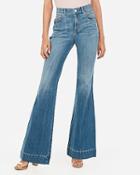 Express Womens High Waisted Light Wash Bell Flare Jeans