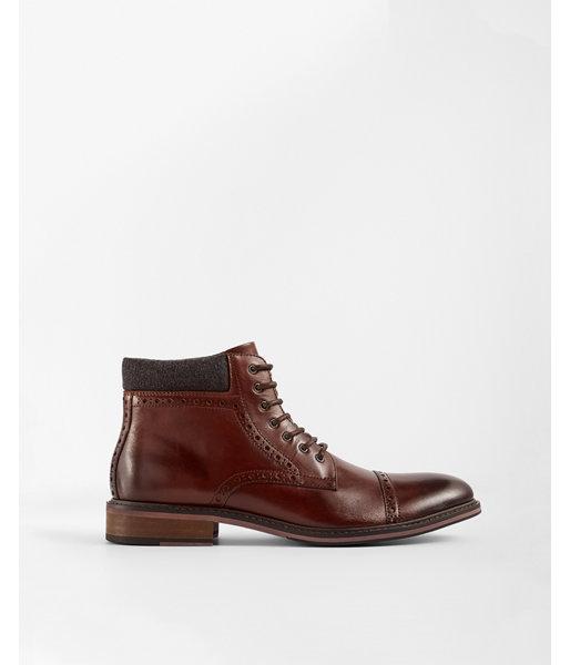 Express Mens Wool Cuff Cap Toe Brogue
