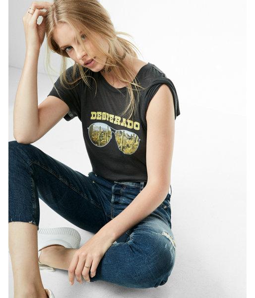 Express Desperado Easy Crew Neck Graphic Tee