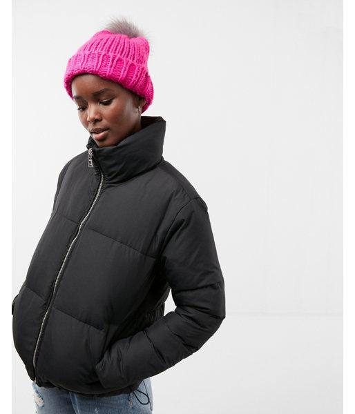 Express Womens Zip Front Short Puffer Coat