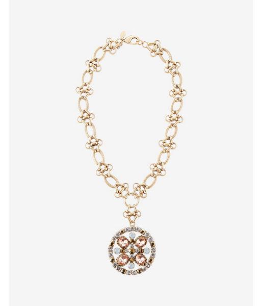 Express Womens Ornate Chain Stone Pendant Necklace