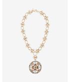 Express Womens Ornate Chain Stone Pendant Necklace