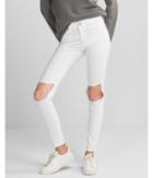 Express Womens Mid Rise White Blown-out Knee Stretch Jean