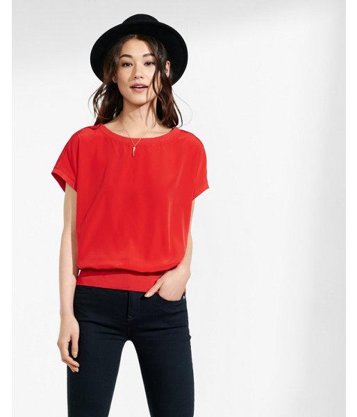 Express Womens Capped Dolman Sleeve Blouson Blouse