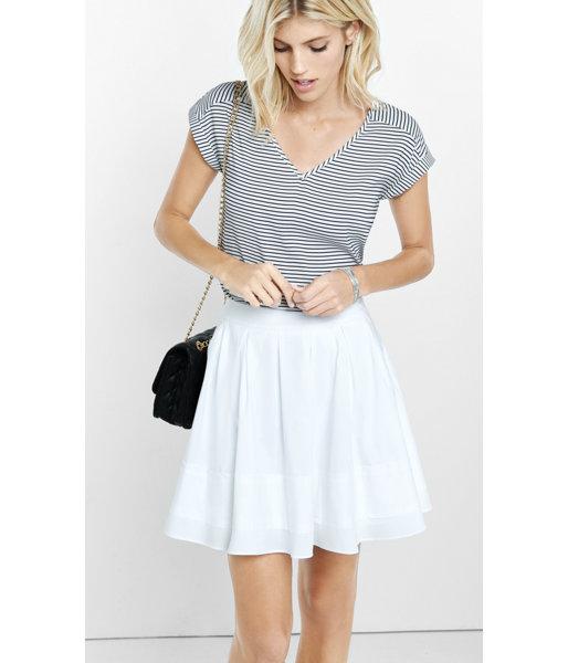 Express Women's Skirts White High Waisted Pleated