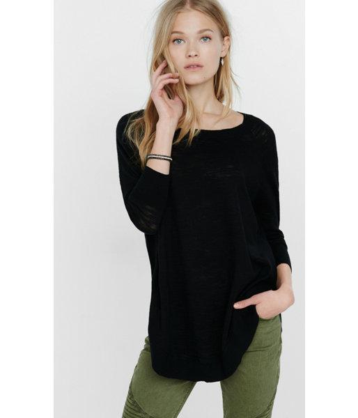 Express Women's Sweaters & Cardigans Black Slub Knit Extreme Circle Hem Tunic
