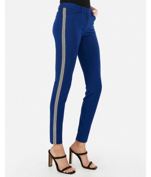 Express Womens Mid Rise Skinny Side Stripe Ponte Pant