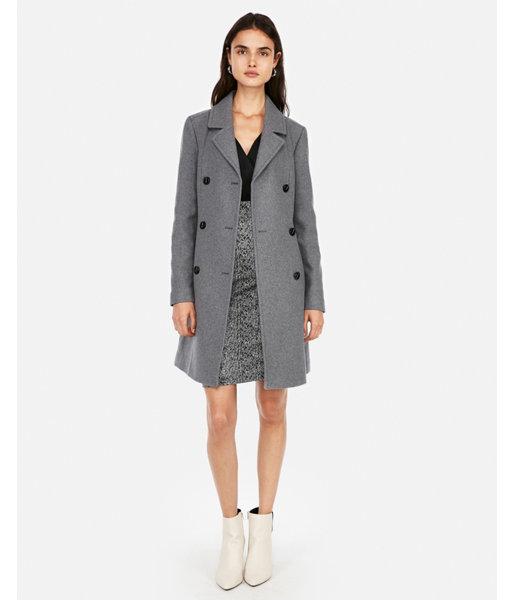 Express Womens Belted Wool Blend Trench Coat