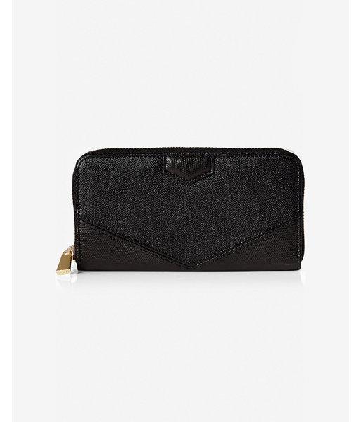 Express Womens Mixed Texture Zip Clutch Wallet
