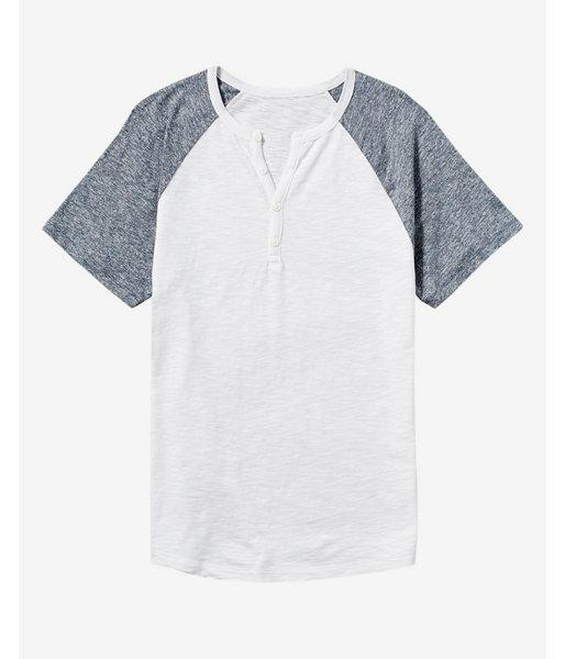Express Mens Slub Raglan Sleeve Henley T-shirt