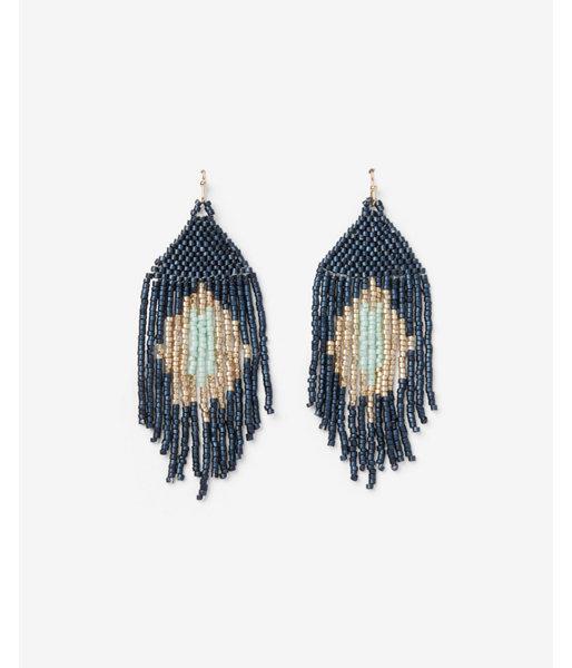 Express Womens Bead Fringe Statement Earrings