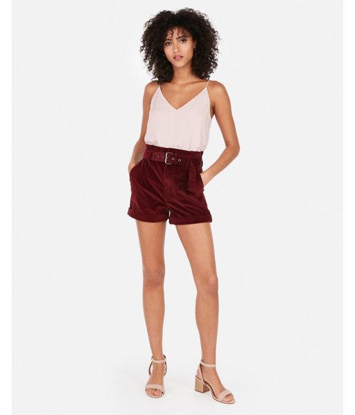 Express Womens High Waisted Belted Corduroy
