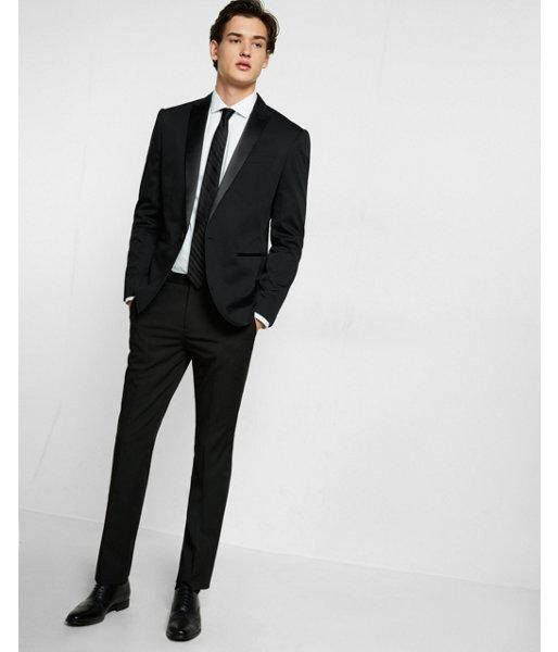 Express Mens Slim Photographer Black Cotton Sateen Tuxedo Jacket