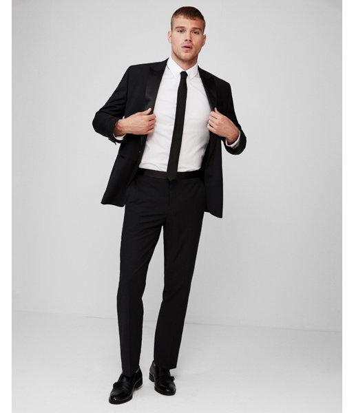 Express Mens Express Mens Classic Black Performance Stretch Wool Blend Tuxedo Pant