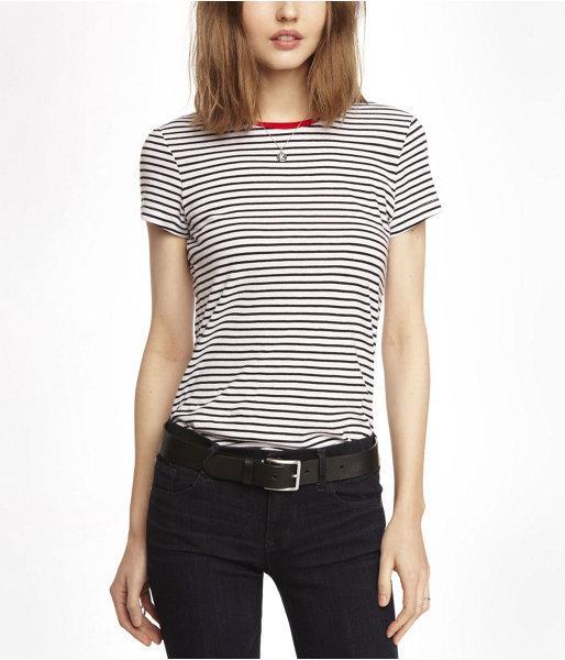 Express Womens Striped Boyfriend Tee