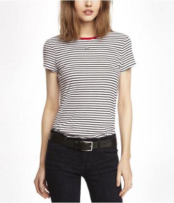 Express Womens Striped Boyfriend Tee