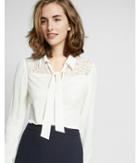 Express Womens Tie Neck Lace Shoulder Blouse