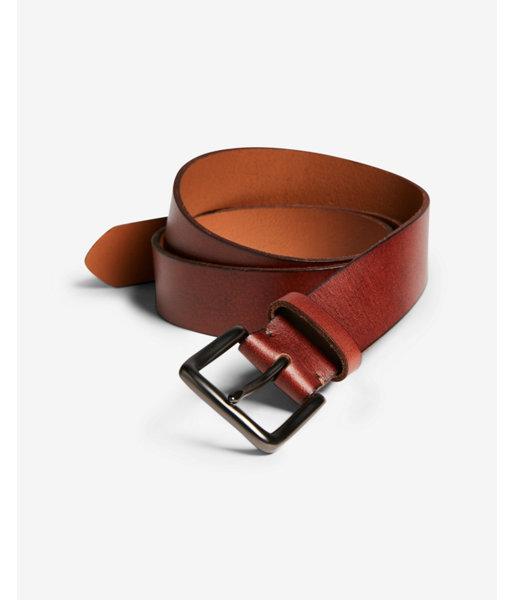 Express Mens Cognac Leather Single Prong Buckle Belt