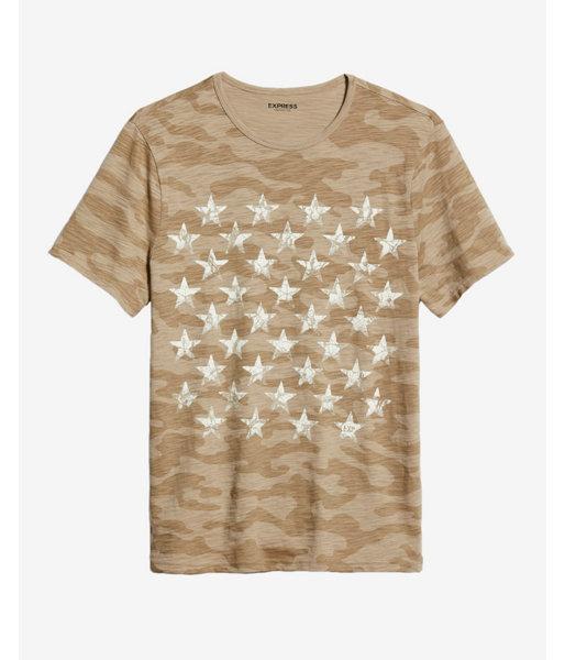 Express Mens Camo Star Crew Neck Graphic Tee