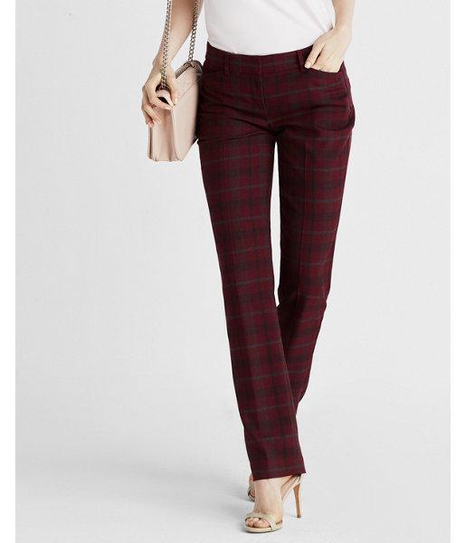 Express Womens Low Rise Plaid Twill Slim Leg Editor Pant