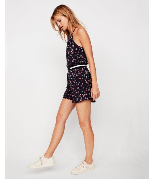 Express Womens Floral Halter Neck Smocked Waist Romper