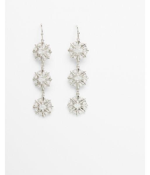 Express Womens Cubic Zirconian Triple Burst Linear Drop Earrings
