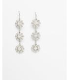 Express Womens Cubic Zirconian Triple Burst Linear Drop Earrings