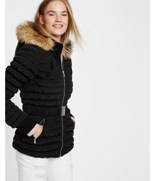 Express Womens Short Belted Puffer Coat
