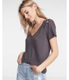 Express Womens Lace-up Shoulder V-neck Tee