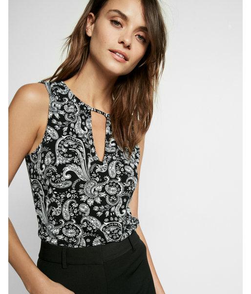Express Petite Paisley Print Deep V Keyhole Tank