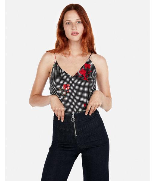 Express Womens Gingham Floral Downtown Cami